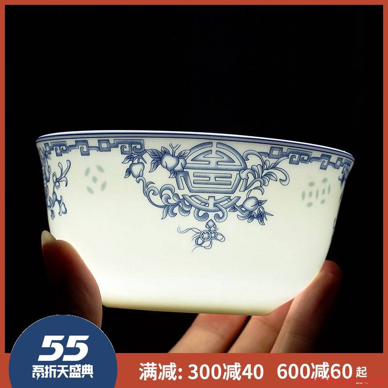 Birthday celebration ipads China life of bowl to eat bread and butter of jingdezhen blue and white glair ceramic bowl bowl bowl custom bowl of long life