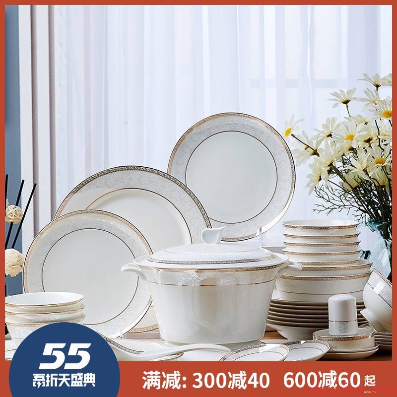 The dishes dresses combination of jingdezhen ceramic bowl dish bowl catalog ipads porcelain tableware suit to eat bread and butter of household contracted