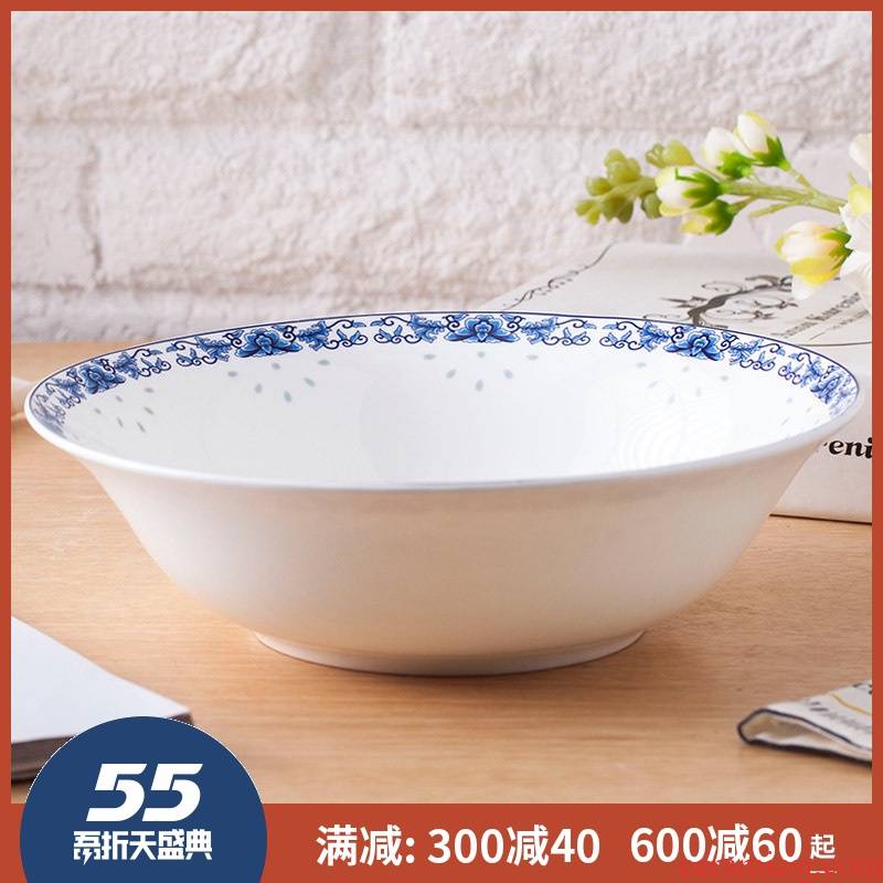 9 inches large soup bowl ipads China jingdezhen hat to big bowl of soup bowl Korean creative household combination of blue and white porcelain