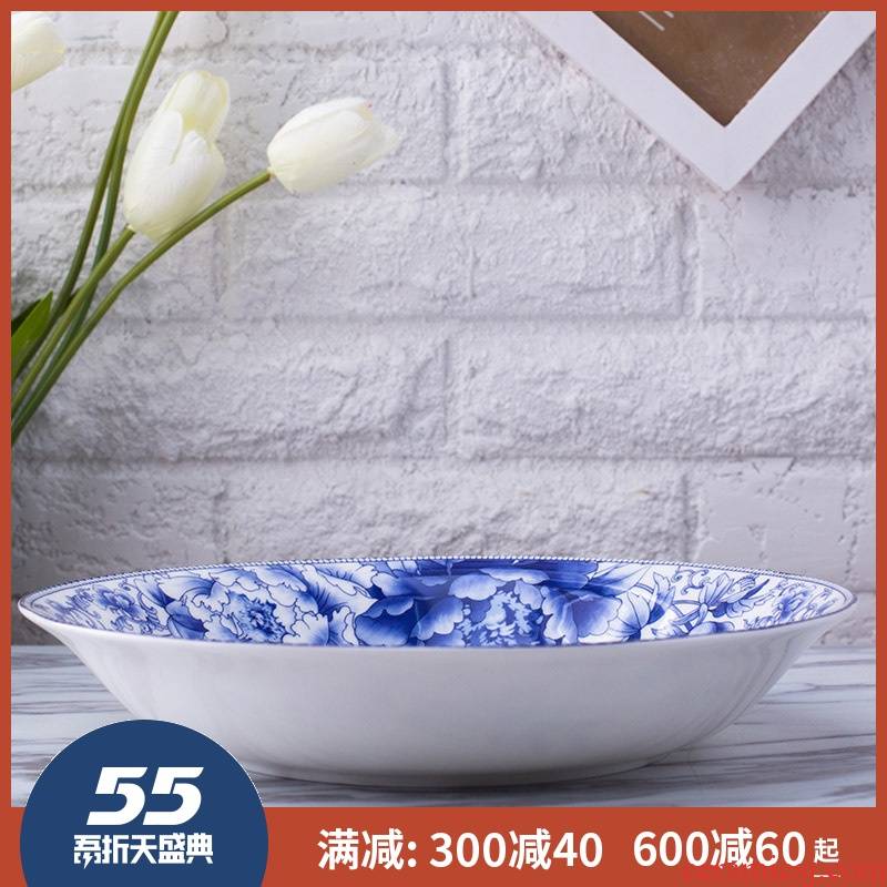 Creative ipads porcelain tableware plate 10 inches deep dish dish soup plate FanPan nest dish home bao ceramic plate wing plate