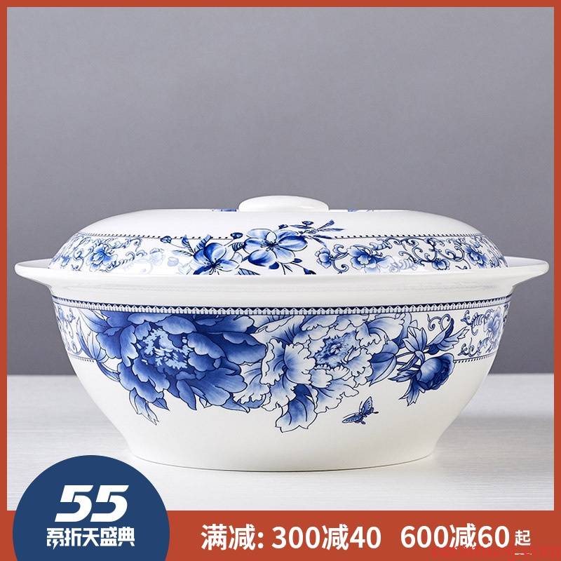 Ipads China big bowl soup pot nine inches pot soup pot microwave oven for jingdezhen ceramics with cover