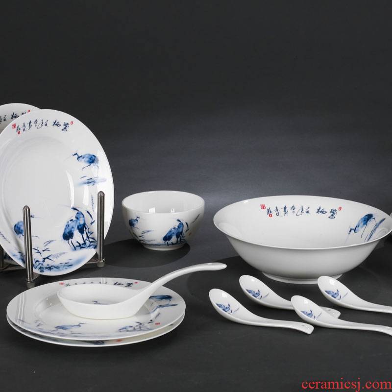 Red xin 28 the head master of jingdezhen ceramic tableware design egrets Chinese dishes