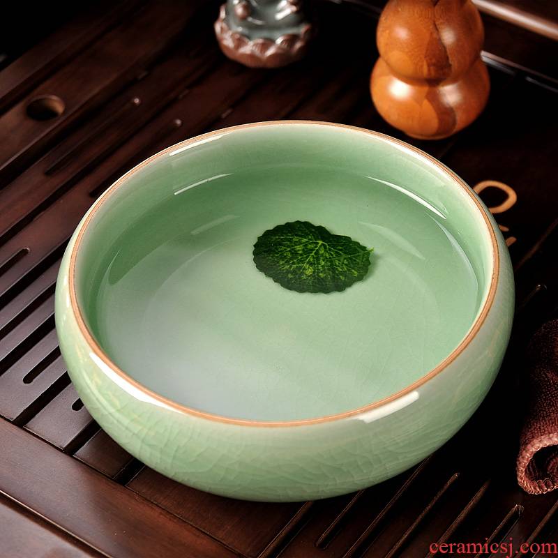 Sapphire hin ceramic writing brush washer wash bowl large kung fu tea set domestic cup XiCha wash water meng spare parts for the tea taking