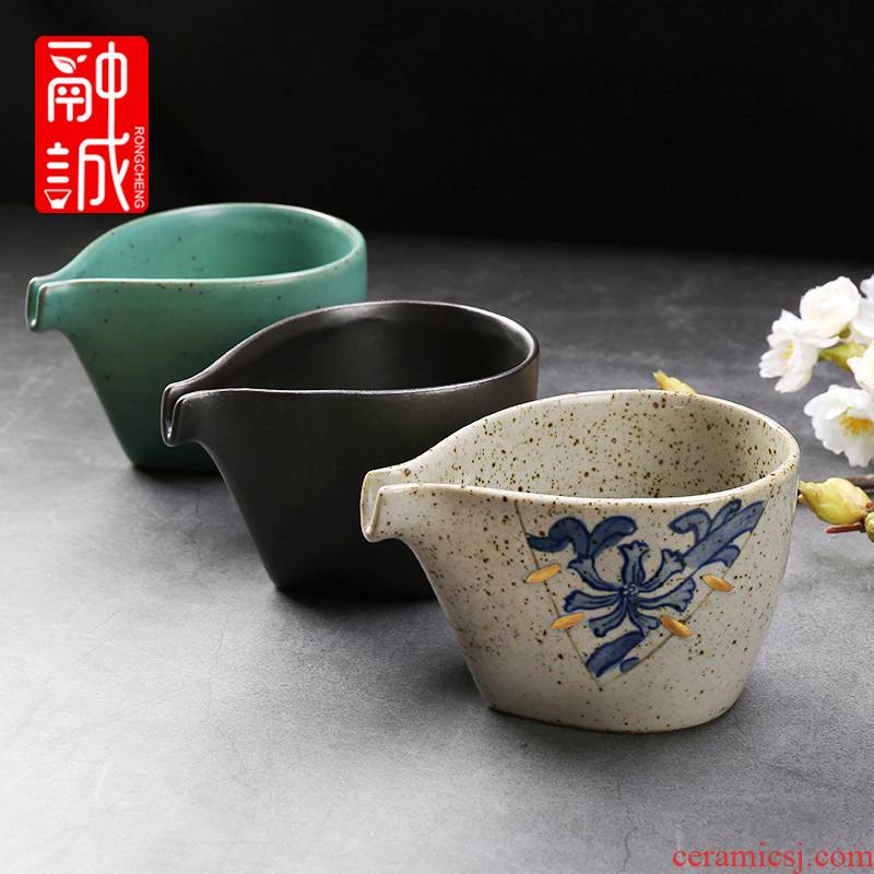 Tea set reasonable ceramic cup Tea ware thickening coarse pottery retro points heat - resistant kung fu Tea Tea accessories GongDaoBei
