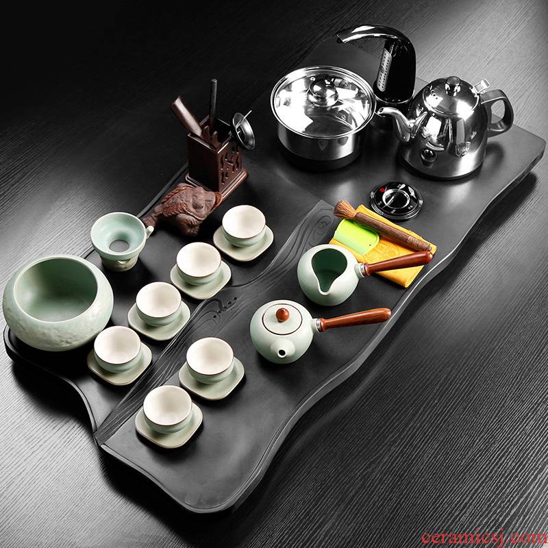 Sharply stone consolidation of large Chinese induction cooker one - piece retro tea tea set combination Taiwan office