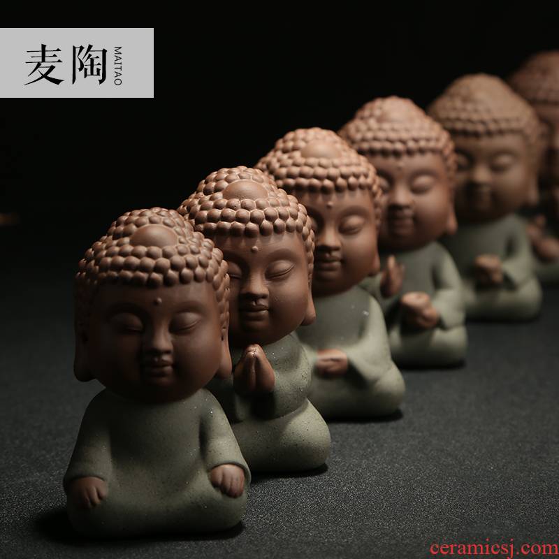 MaiTao see colour sand clay violet arenaceous wishing little monk blessing meditation Buddha tea pet home furnishing articles furnishing articles car