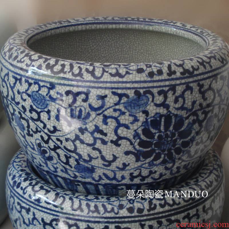 Archaize of jingdezhen blue and white porcelain crack glaze porcelain antique blue - and - white porcelain hand - made of cylinder