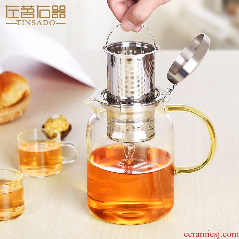 ZuoMing right implement large glass teapot tea separation stainless steel filter more flower pot heat single pot of tea