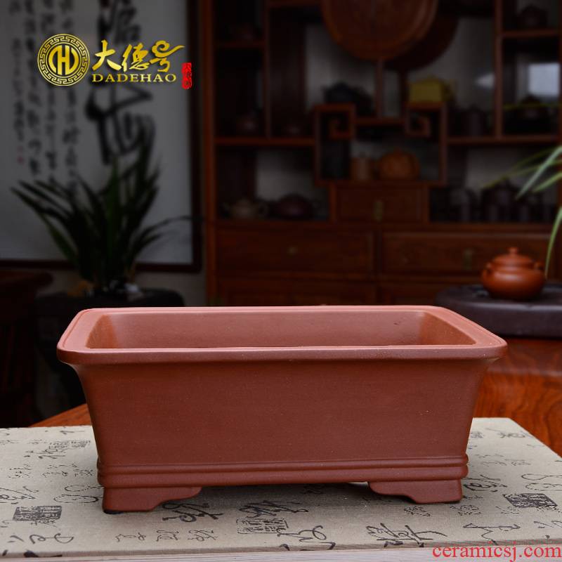 Greatness, yixing purple sand flowerpot high - quality goods with rectangular basin potted flowers rockery miniascape green plant