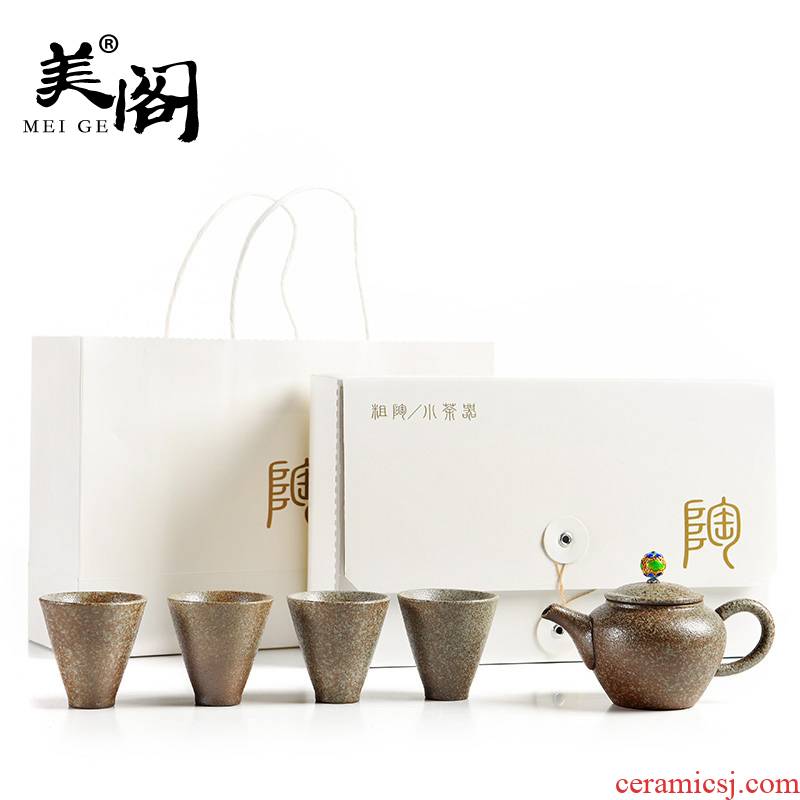 Beauty cabinet portable travel kung fu tea set coarse restoring ancient ways now pot two cups of tea pot home office ceramic gifts sets