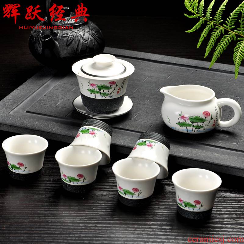 Hui, make up kung fu tea set of a complete set of ceramic tea set up cups lid bowl of tea set