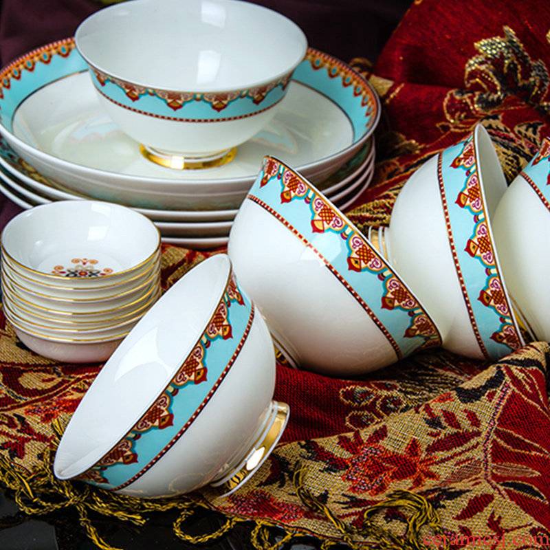 Jingdezhen European household ipads porcelain tableware suit 68 contracted ceramics dishes suit to use chopsticks dishes dishes
