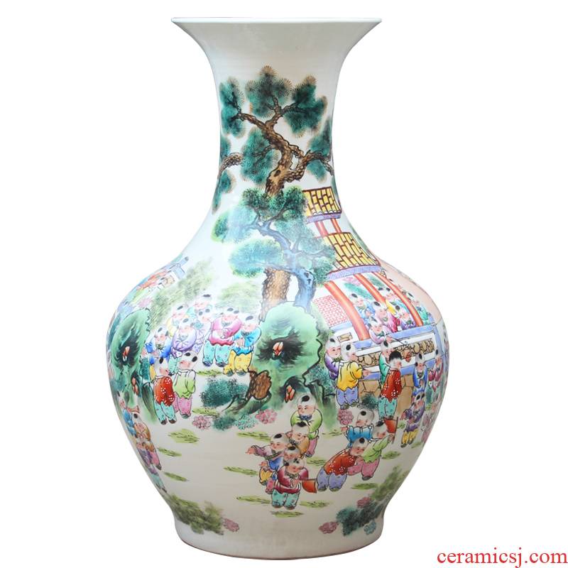 Jingdezhen ceramics hand - made pastel the ancient philosophers figure of large vases, classical Chinese style living room home decoration