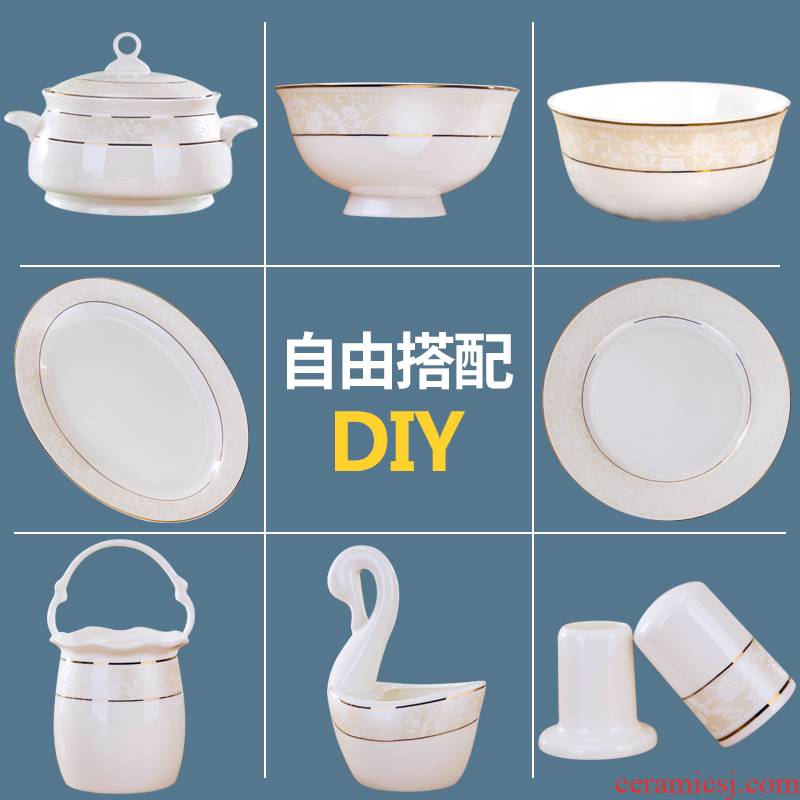 Porcelain fu ji jingdezhen ceramic bowl dish dish Europe type style ipads bowls suit home dishes suit free combination
