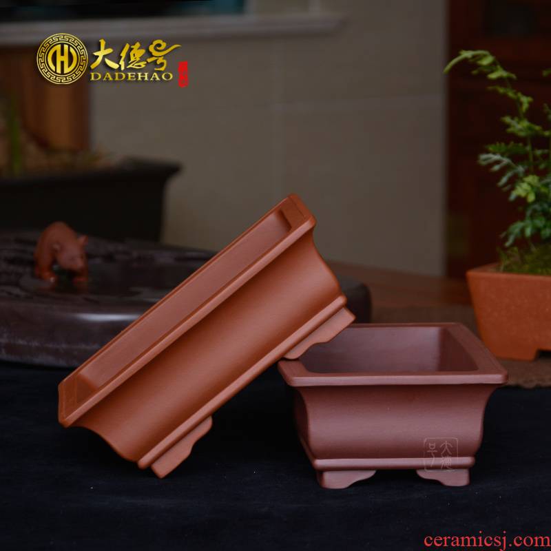 Greatness, yixing purple sand flowerpot high - quality goods checking rectangular bonsai pot