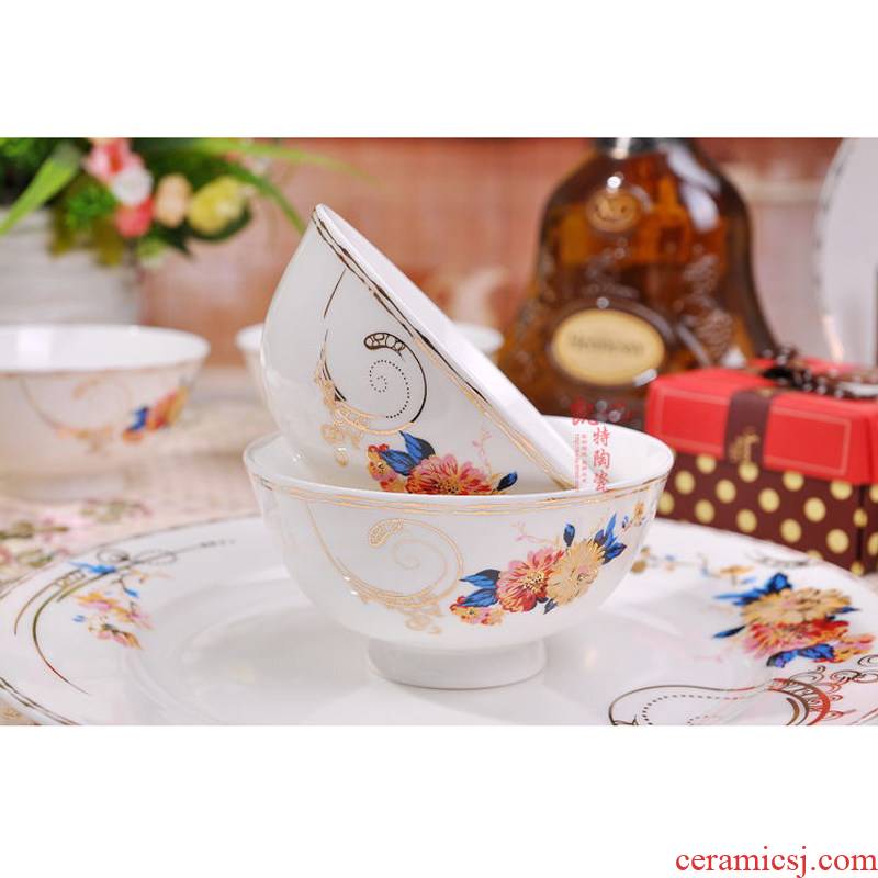 Contracted European dishes suit jingdezhen ceramic tableware suit Chinese style household ceramic bowl bowl plate combination