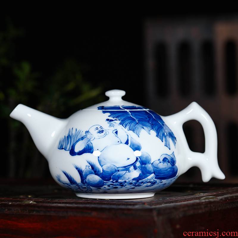 Jingdezhen ceramic hand - made porcelain kung fu tea pu - erh tea tea kettle with tea machine manual single pot of tea