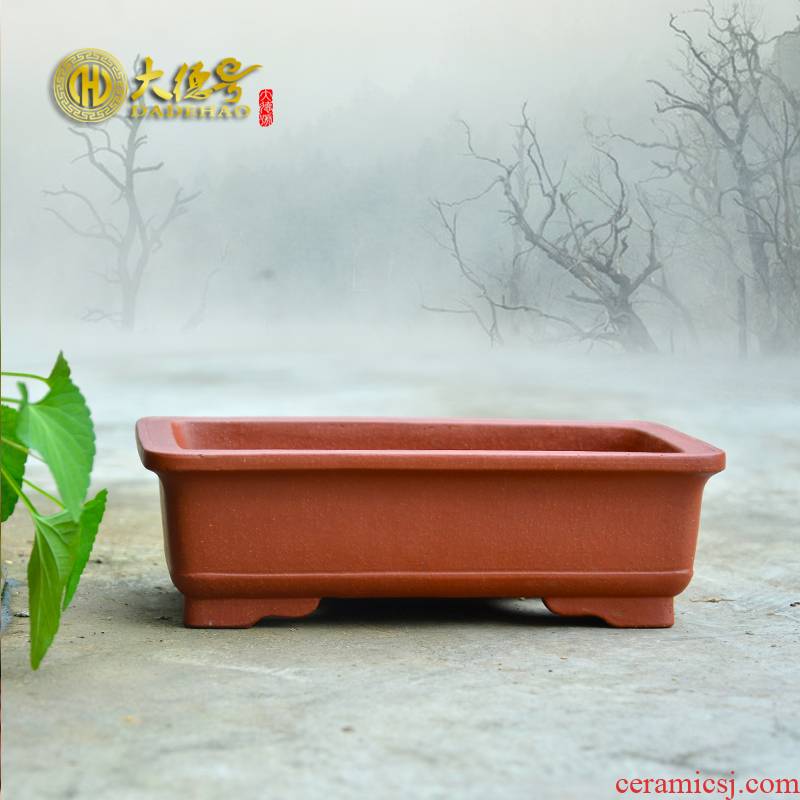 Yixing purple sand flowerpot high - quality goods, the teacher, a bonsai pot oblong flowers green plant creative home