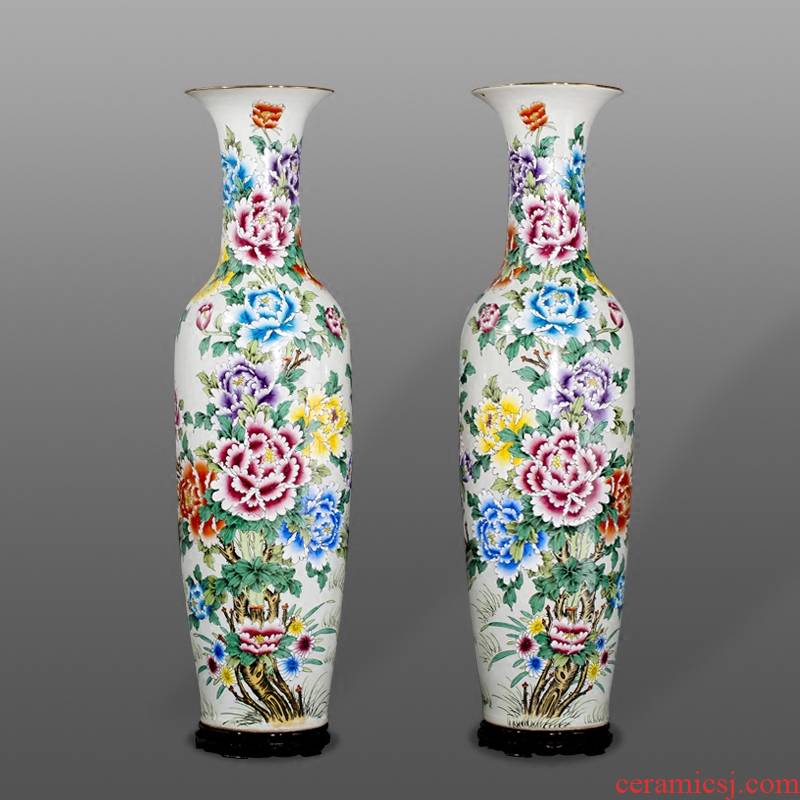 Jingdezhen ceramics manual hand - made enamel paint large vases, sitting room adornment is placed