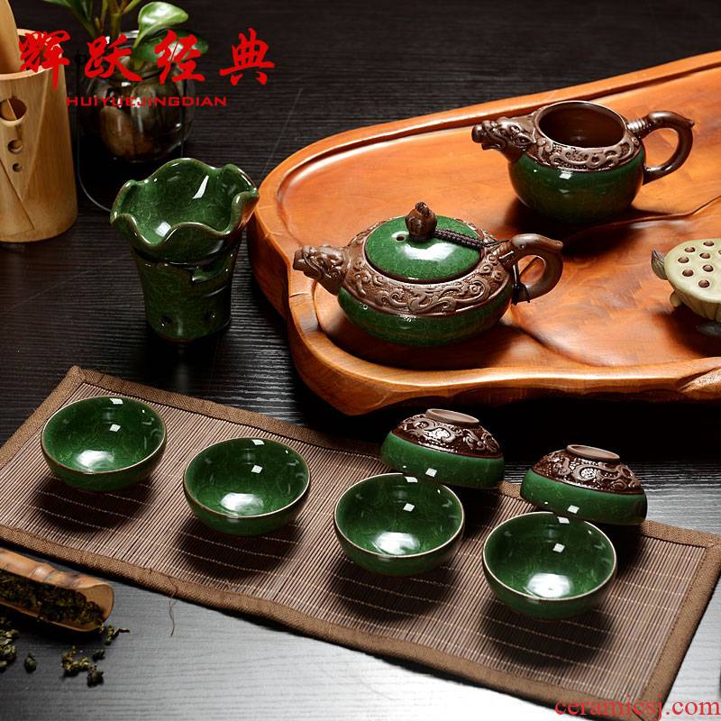 Hui, make ceramic kung fu tea set tea ice to crack the whole tea set order of feast - 1