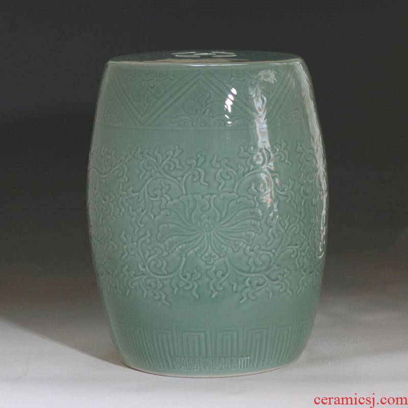 Jingdezhen celadon hand - cut ceramic stools carved upscale boutique elegant pure color ceramic porcelain who who