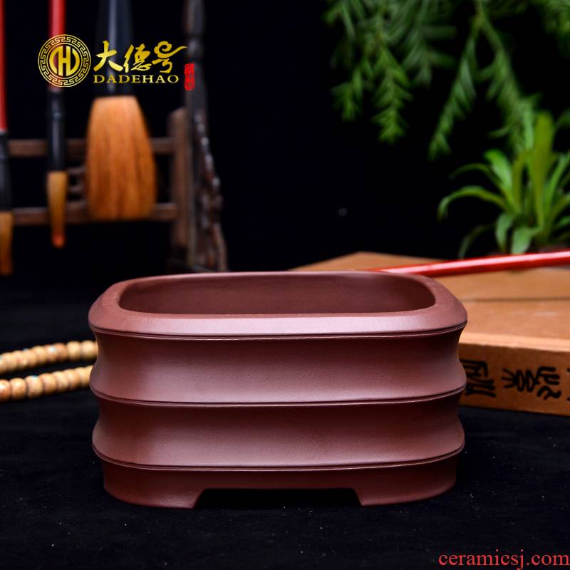 Greatness, yixing purple sand flowerpot square bamboo bonsai pot asparagus fleshy flowerpot flower pot in the office