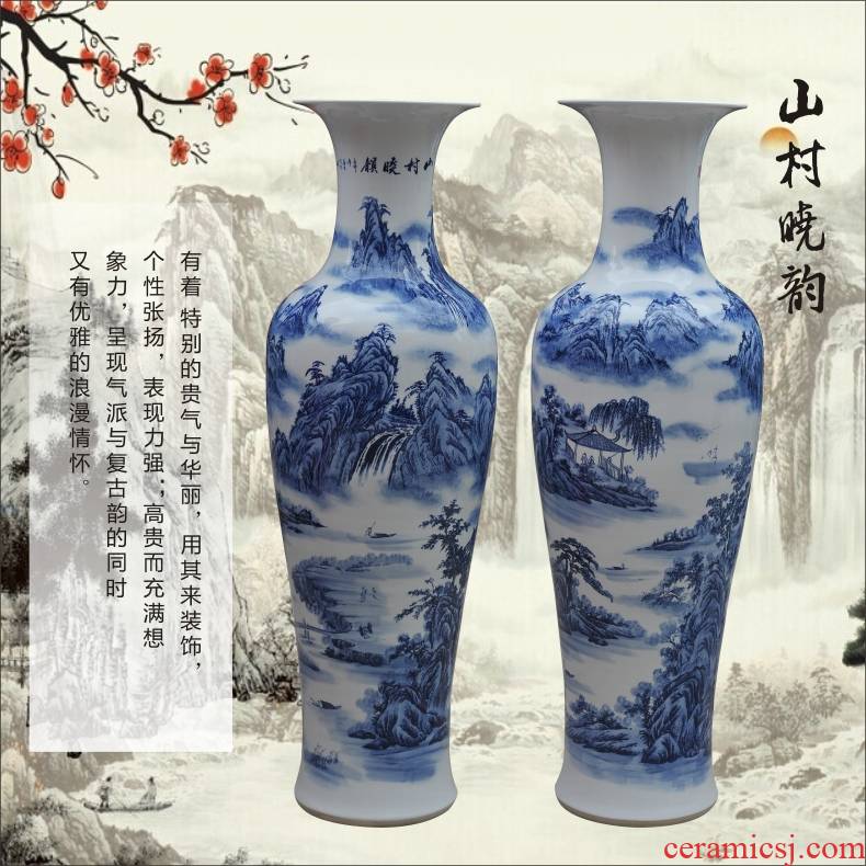 Blue and white porcelain hand - made ceramics engraving landing large sitting room place vase office hall hotel arts and crafts