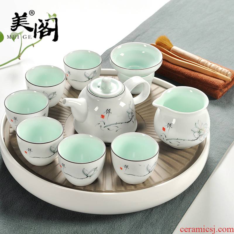 Beauty cabinet ceramic tea set ground suit contracted household kunfu tea tray was small tea table Japanese dry mercifully tea kettle
