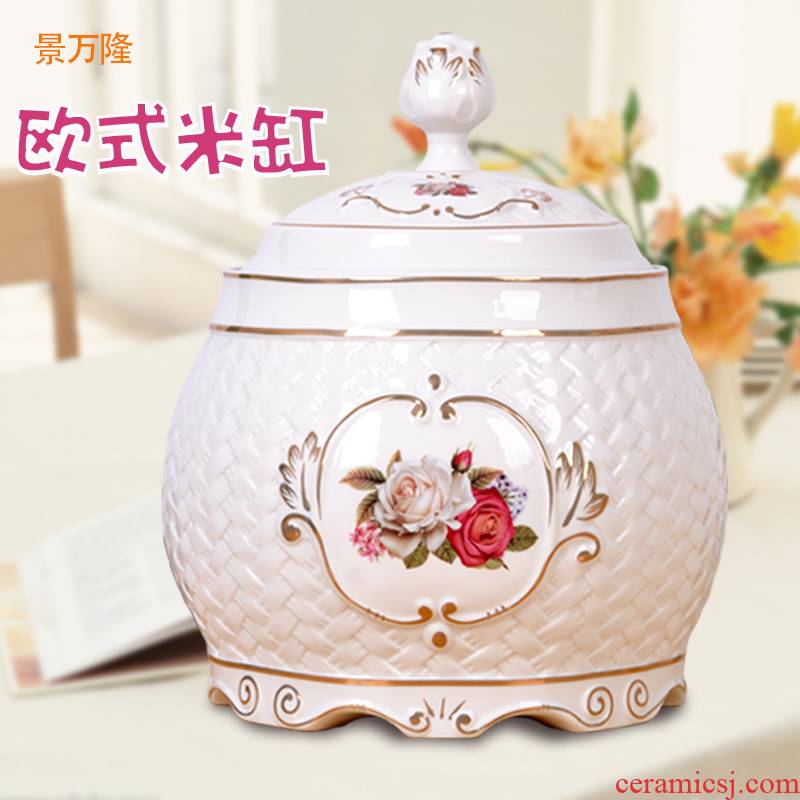 European ceramic seal moisture storage barrel/box with cover multigrain receive more decorative furnishing articles of jingdezhen