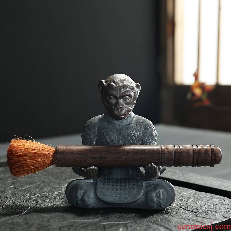 Ceramic tea pet Monkey King sun wukong was saucer) bracket violet arenaceous creative play tea tea accessories pen holder