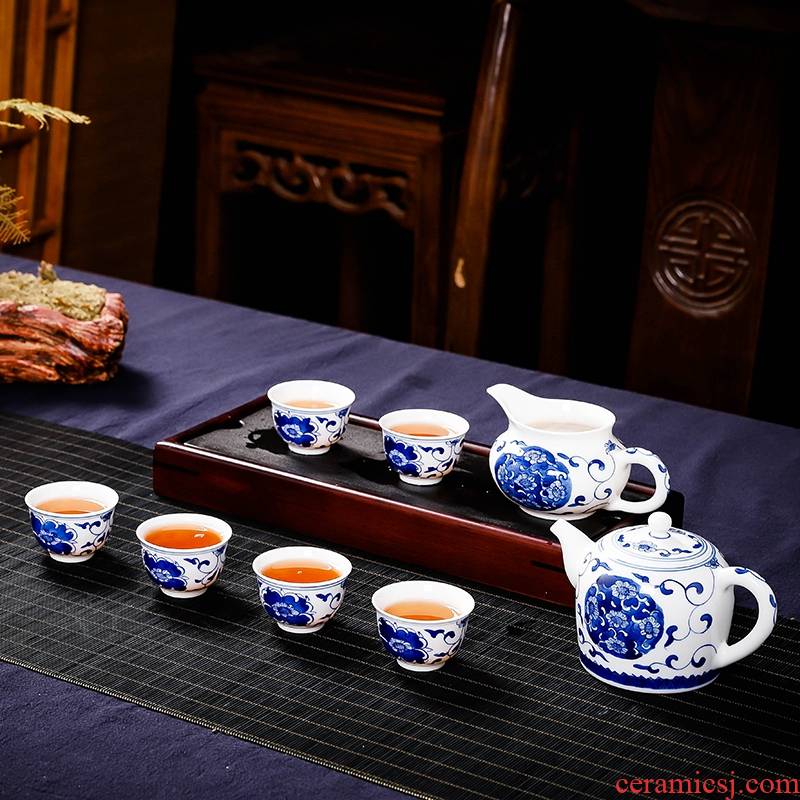 Jingdezhen ceramic fair kung fu tea set hand - made porcelain teapot sample tea cup eight head set of tea set
