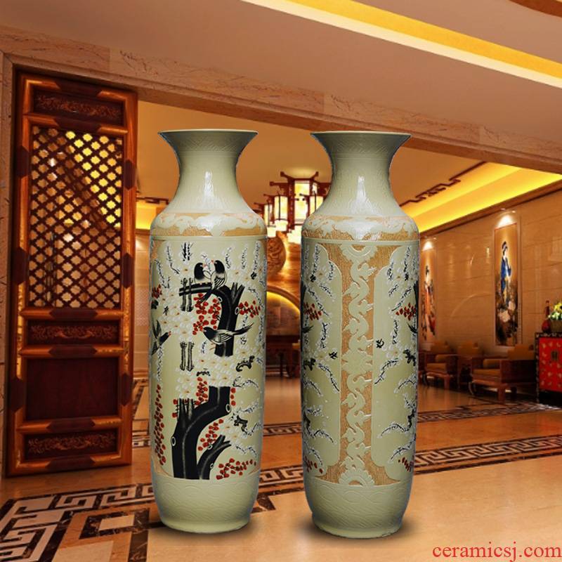 Jingdezhen hand - made shanshui hotel opening office for the study of large ceramics vase sitting room adornment is placed