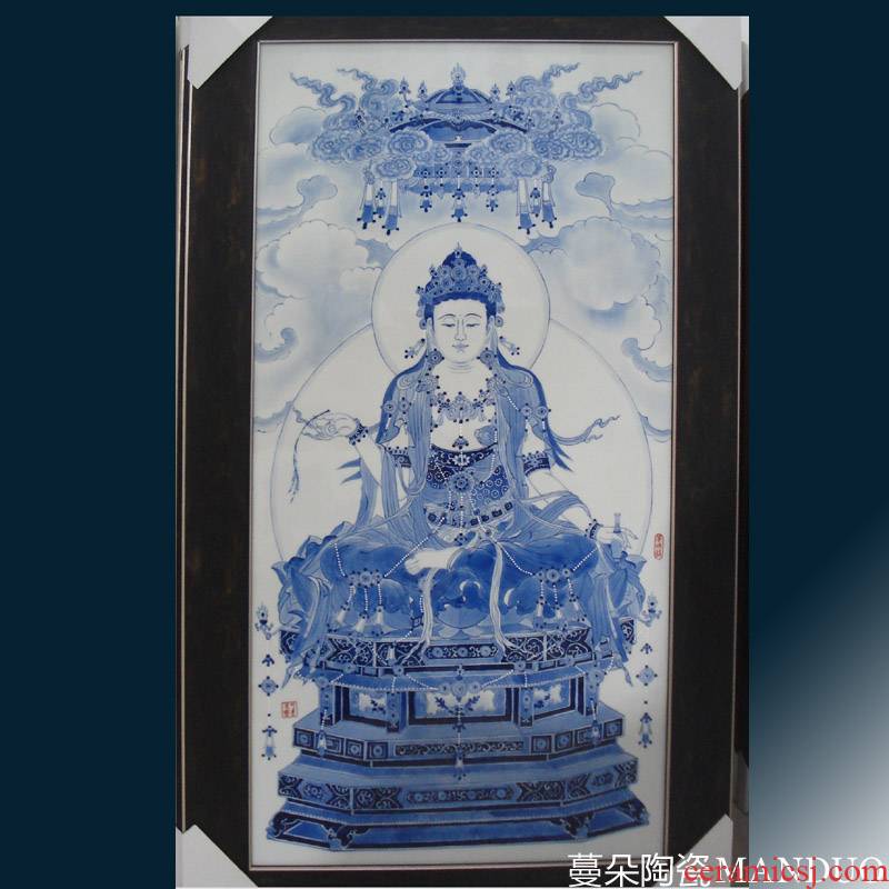 Jingdezhen hand - made porcelain view video porcelain plate painting central scroll hanging porcelain porcelain plate of kannon hand - made of porcelain