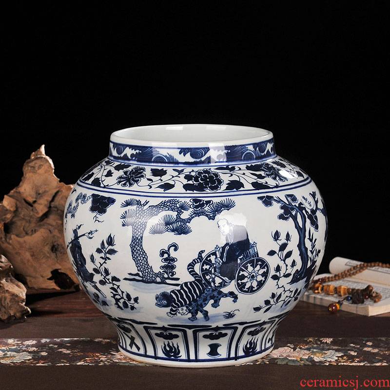 Jingdezhen ceramics guiguzi of blue and white porcelain vases, flower implement wine cabinet office decoration handicraft furnishing articles in the living room