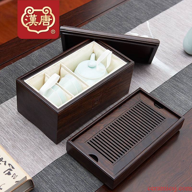 Han and tang dynasties travel tea tray was portable car real wood small mini tea saucer two people with dry mercifully water tea table