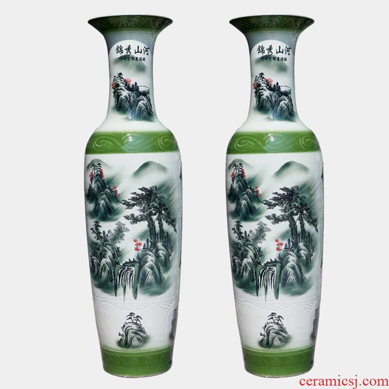 Jingdezhen ceramics of large vase manual hand - made guest - the greeting pine sitting room place hotel opening decorative vase