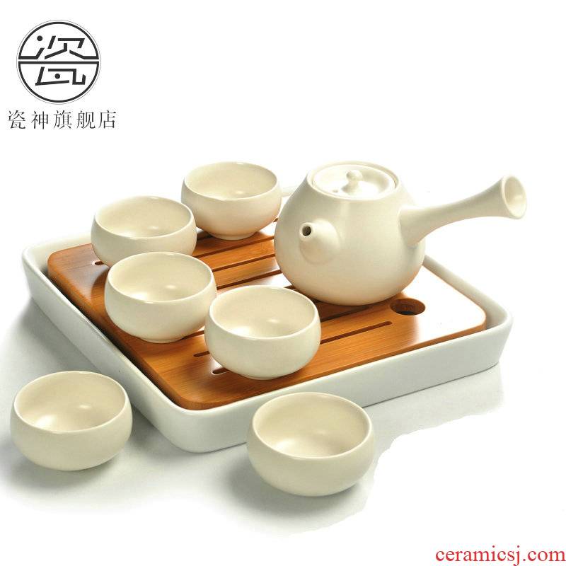 Porcelain ceramic god kung fu tea set Japanese small office travel portable side soaked as the dry bamboo tea tray table suit