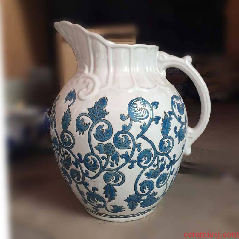 Jingdezhen European - style decorative pattern porcelain handle pot of porcelain vase European - style decorative pattern porcelain bottle pot handle hand
