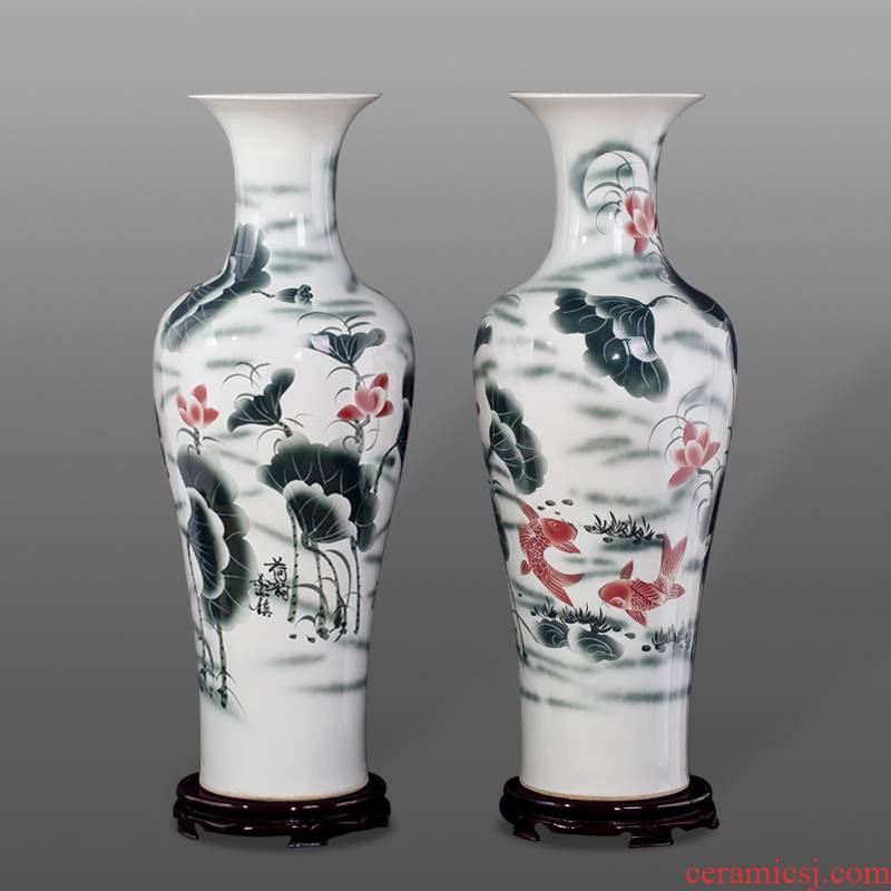 Jingdezhen blue and white vase of large sitting room hotel decoration ceramics handicraft furnishing articles