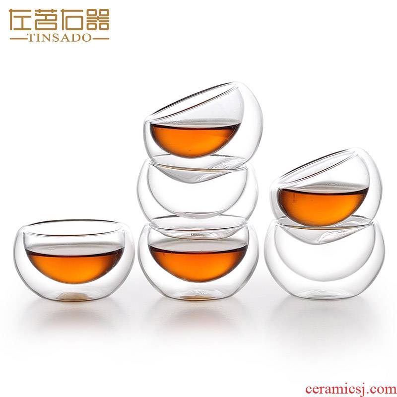 ZuoMing prevent hot cups right implement double glass insulation mini sample tea cup kung fu small 6 cups