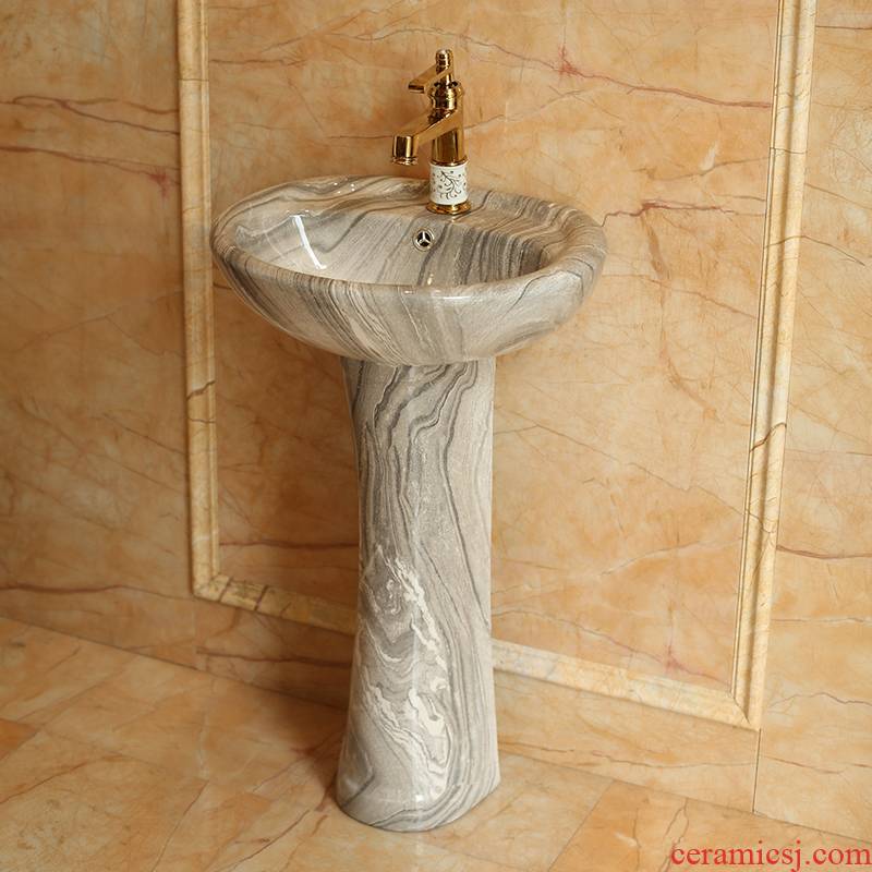 Spring rain ceramic column type lavatory floor balcony toilet lavatory sink European contracted