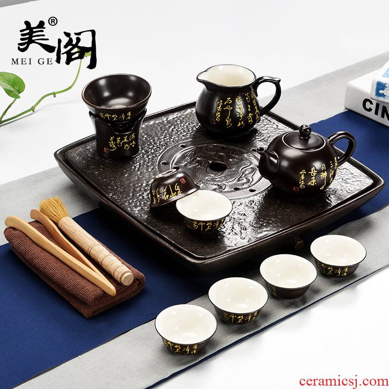 Beauty cabinet simple ceramic tea tray drainage make tea tea dry home kung fu tea set suit Japanese tea taking teapots