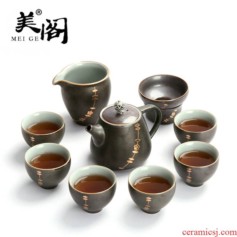 Beauty cabinet your up with jun kung fu tea sets ceramic teapot hand - made the see colour of a complete set of Japanese tea cups