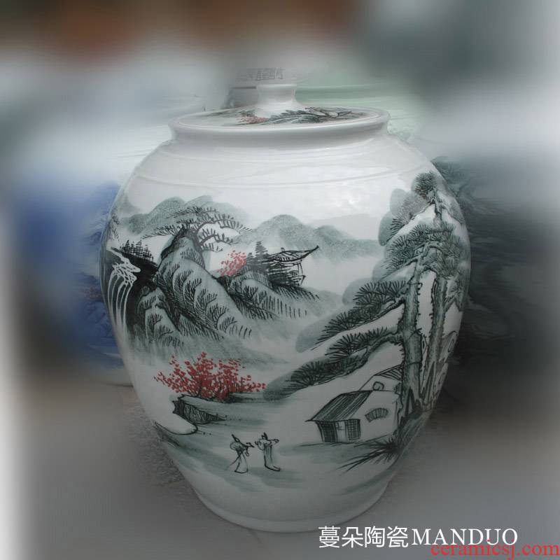 The Clear and elegant elegant landscape art ceramic cover meters 40 kg oil tank hold ceramic porcelain large POTS