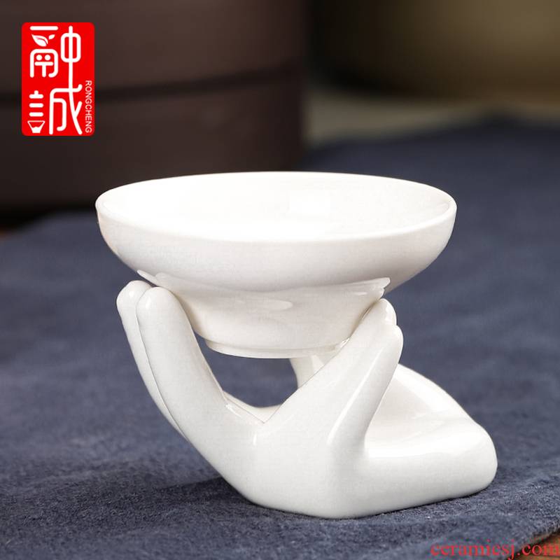 Ceramic filter) white porcelain tea hand screen pack make tea tea strainer kung fu tea set zero tea is good