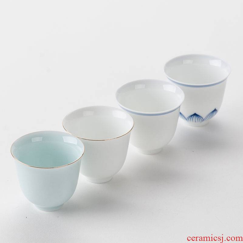 Repeatedly in inferior smooth celadon ceramic keller sample tea cup fat white porcelain cup kung fu tea tea cup, small cup