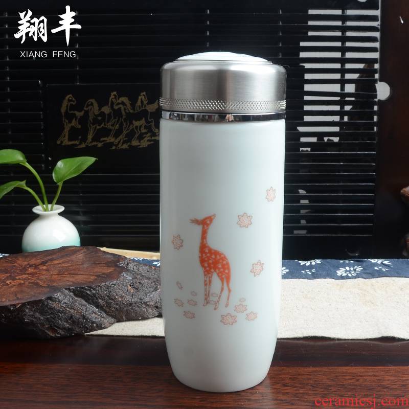 Keep - a warm glass ceramic man getting stainless steel filter glass portable vacuum business custom lettering tea cups