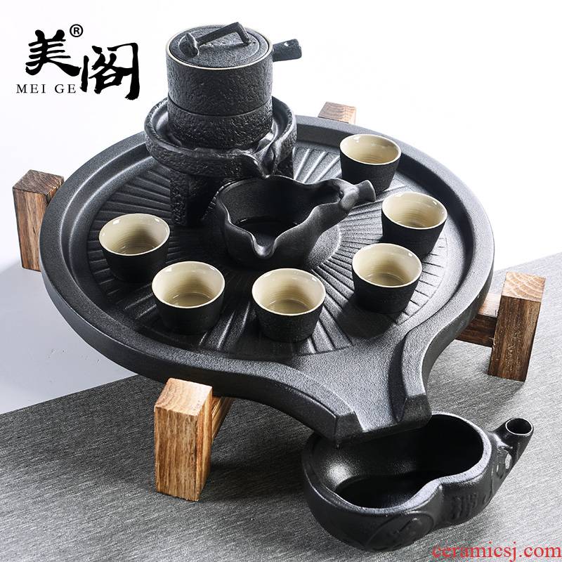 Beauty cabinet Chinese stone mill contracted household automatic tea set ceramic cups kung fu tea tray tea tea tea taking