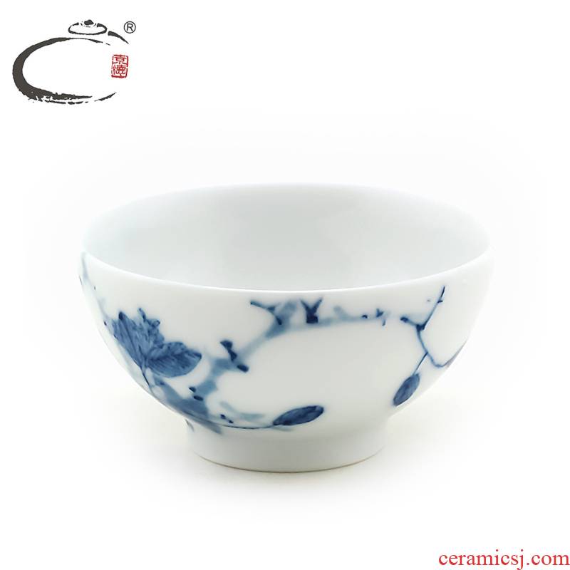 And auspicious jingdezhen hand - made tea set manually cup sample tea cup bowl of jingdezhen blue And white porcelain tea set