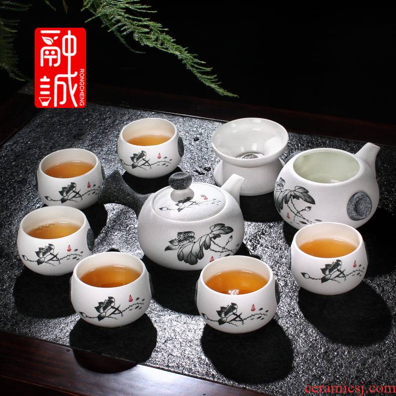 Melts if snow glaze ceramic kung fu tea tea set suit suits for the whole set of tea cups gift porcelain teapot